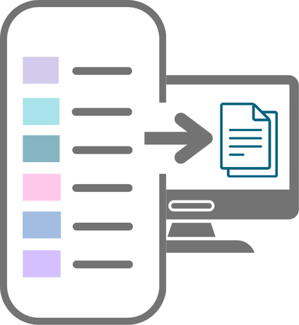Extracted items coloured and listed in an ordered summary