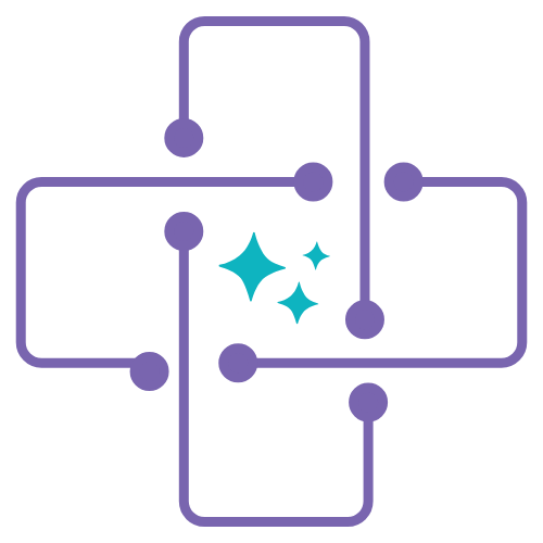 LetterAssist Logo, a purple coded cross